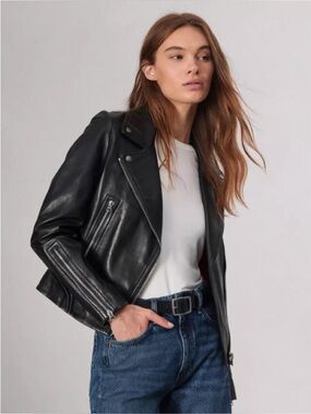 New w/ Tags Rag & Bone Black Leather Moto Jacket size Small